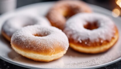 Sugared doughnuts on a plate