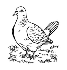 Fototapeta na wymiar Pigeon illustration coloring page- coloring book for kids