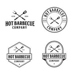 Vintage Retro Rustic BBQ Grill, Barbecue, Barbeque Label Stamp Logo design vector