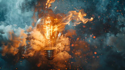 explosion of a traditional electric bulb. shot taken in high speed. generative ai  