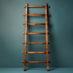 a wooden ladder against a wall