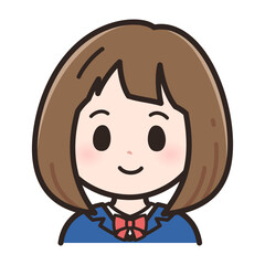 普通の表情をした女子学生のイラスト