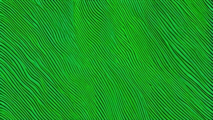 Striped pattern featuring 3D wavy stripes against a green background, incorporates abstract elegance, wavy lines creating movement, depths through varying shades of green, visual texture