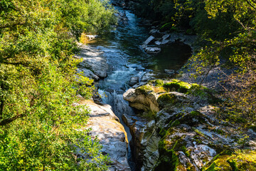 River le Fier before eponym gorges with waterfall