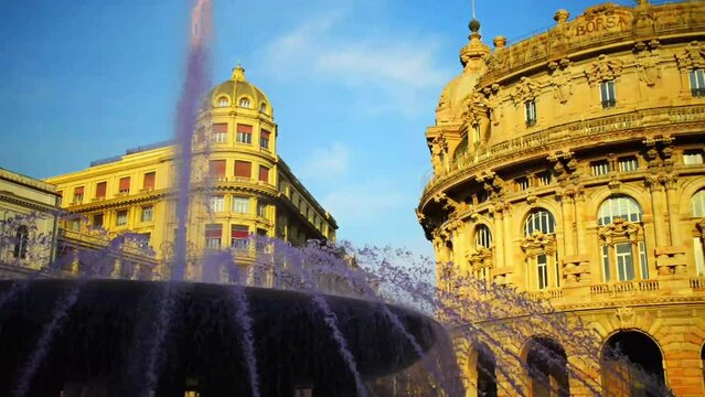 Piazza De Ferrari is main square of Genoa, Italy