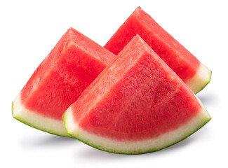Seedless watermelon slices isolated on white background. File contains clipping path.