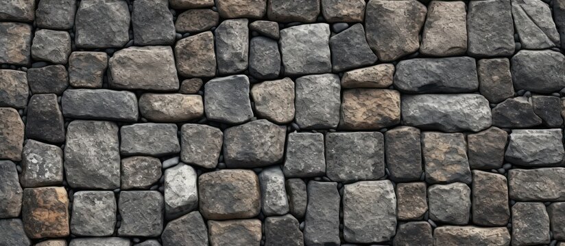 The black stone walls are neatly arranged