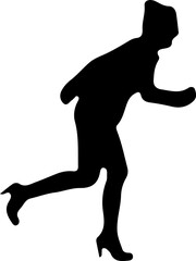 Vector illustration of a black woman in action, showcasing dynamic silhouettes in various sports like running, soccer, football, and dance