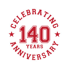 140 years anniversary celebration design template. 140th vector and illustration.
