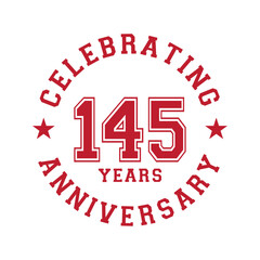 145 years anniversary celebration design template. 145th vector and illustration.
