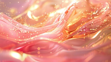 Abstract aesthetic colourful hand drawn background in golden and pink with shapes, brush strokes, dots, lines. Textured boho wallpaper, art print, poster, creative banner