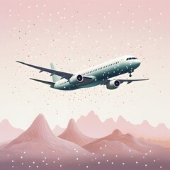 a plane flying over mountains