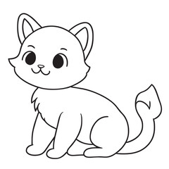 cute cat, vector illustration line art