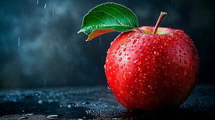 red apple isolated on black background.