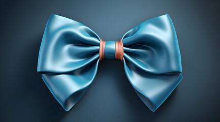 a blue bow tie with a brown band