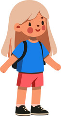 Child, girl student going to school.