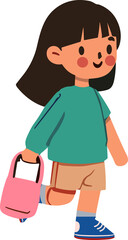 Child, girl student going to school.