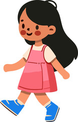 Child, girl student going to school.