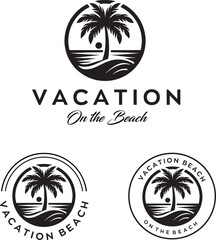 vacation beach logo design with editable vector file