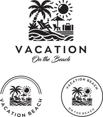 vacation beach logo design with editable vector file