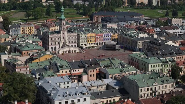 Beautiful Landscape Old Town Market Square Zamosc Aerial View Poland