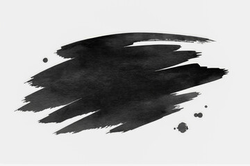 A brushstroke of black ink on a white background, an artistic and abstract expression with...