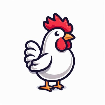 Flat logo of Cute chicken cartoon icon illustration. animal nature icon concept isolated premium