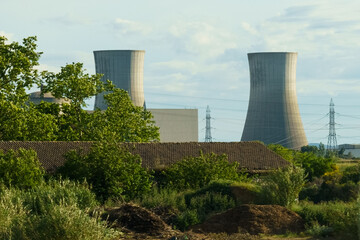 Nuclear Power Plant in Field