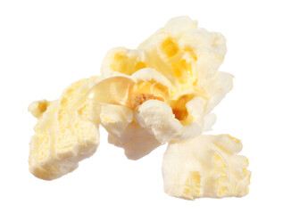 Kernel of tasty fresh popcorn isolated on white