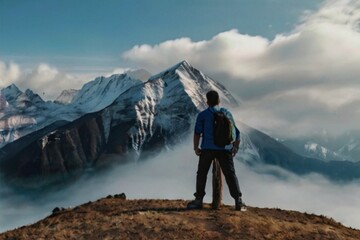 Fototapeta premium hiker on the top of mountain