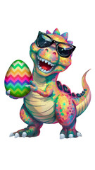 Easter graphic with Eastersaurus Rex dinosaurs and an Easter egg