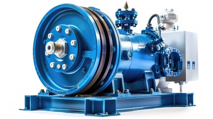 high-pressure centrifugal pump in blue, emphasizing the mechanical efficiency and industrial power.
