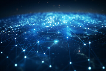 Obraz premium Global internet wireless networking technology abstract background
