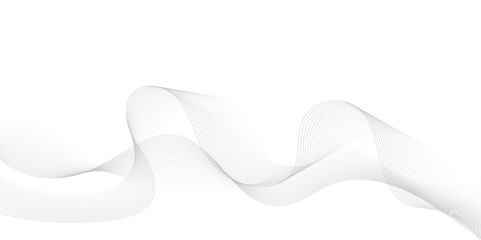 Gray and white abstract background with flowing particles. Digital future technology concept. Abstract white paper wave background and abstract gradient and white wave curve lines.