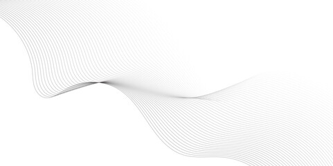 Gray and white abstract background with flowing particles. Digital future technology concept. Abstract white paper wave background and abstract gradient and white wave curve lines.