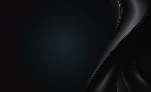 黒い幾何学的な抽象的な背景は、波の装飾を持つ暗い空間にレイヤーを重ねます。バナー、チラシ、カード、パンフレットの表紙用のミニマリストのモダンなグラフィック デザイン要素の切り抜きスタイルのコンセプト