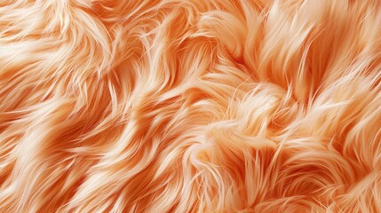 Trendy peach fur texture close up—abstract apricot wool structure background.
