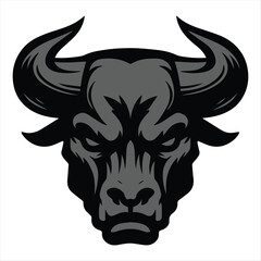 bull angry Head icon logo vector isolated white background
