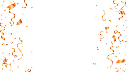 Celebration frame or background with orange confetti isolated vector illustration - 755848995