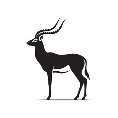 Graceful Gazelle vector art: Vector Antelope Silhouette, minimalist black Antelope Illustration.