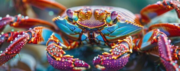 photography of a colorful Crab Pincer - Close-up of the detailed textures and colors of a crabs pincer made out jewels