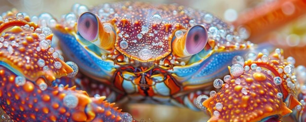 photography of a colorful Crab Pincer - Close-up of the detailed textures and colors of a crabs pincer made out jewels