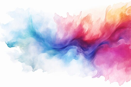 A beautifully crafted watercolor rainbow painted on a pristine white background, showcasing vibrant colors and fluid transitions.
