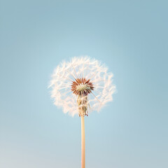 dandelion close-up on blue sky background