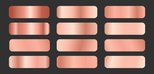 Gradients rose gold metallic set Vector
