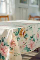Table With Flowered Tablecloth