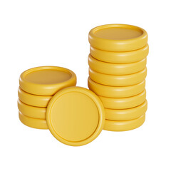 3D Gold Coins Stack. isolated object icon. simple money sign. 3d rendering