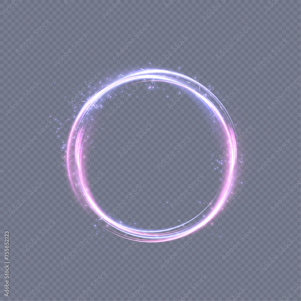 Aufkleber abstract neon ring of blue light. a bright trail of luminous rays swirling in a rapid spiral motion.