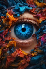 Magical Human Eye with Colorful Background 
