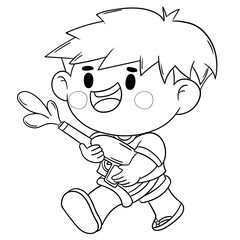 Happy Songkran Festival line art 